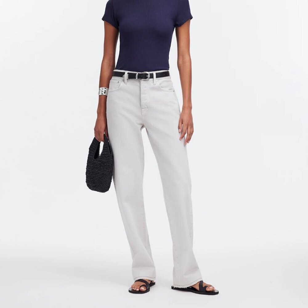 Madewell Straight Leg Jeans in Light Gray